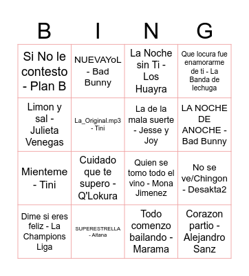 CUMPLE JULI Bingo Card