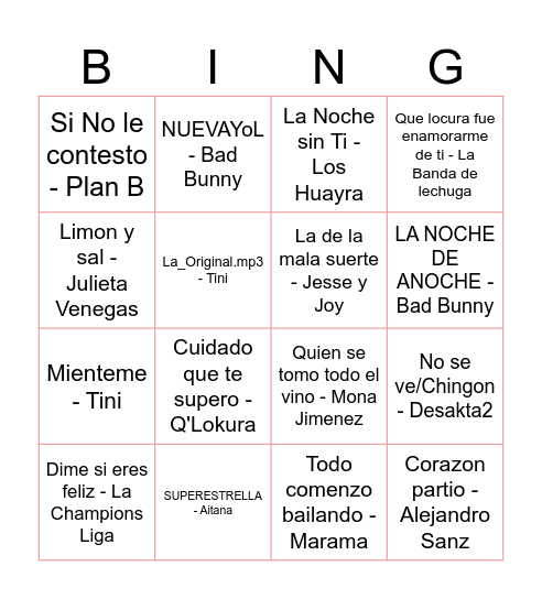 CUMPLE JULI Bingo Card