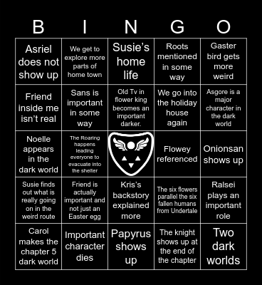 Deltarune Chapter 5 Bingo Card