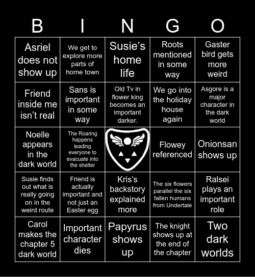 Deltarune Chapter 5 Bingo Card