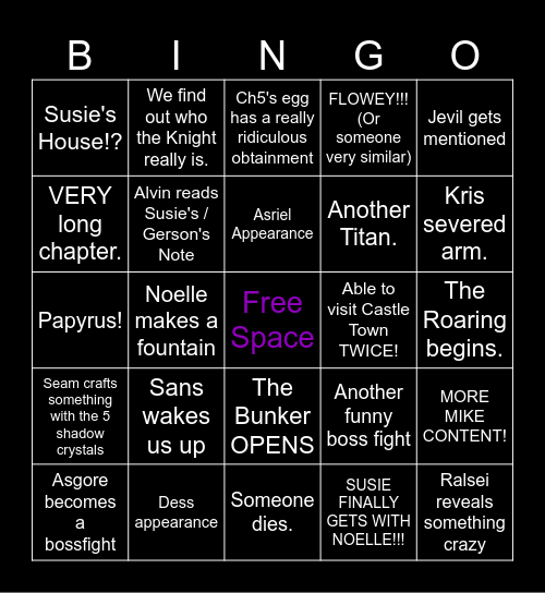 DELTARUNE BINGO Card