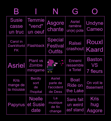 Deltarune Bingo Card