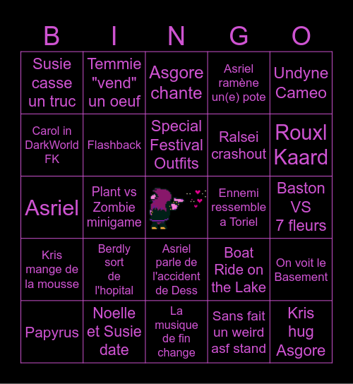 Deltarune Bingo Card