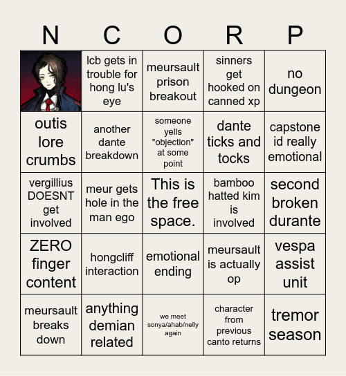 Canto X Bingo Card