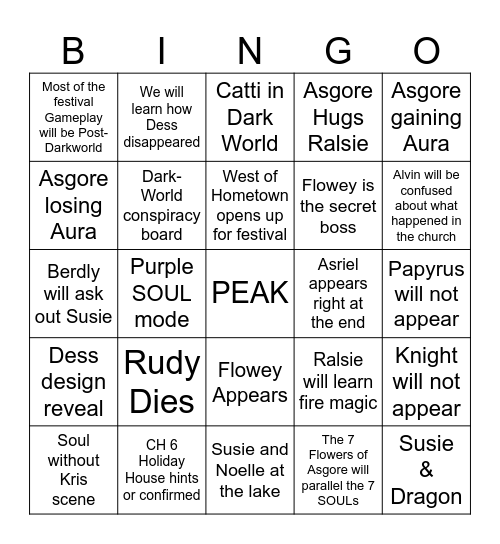 DELTARUNE Bingo Card