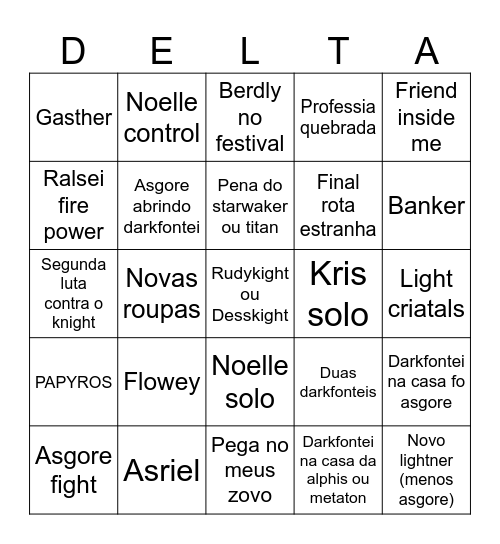 Deltarune Bingo Card