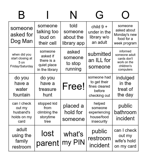 Library BINGO Card