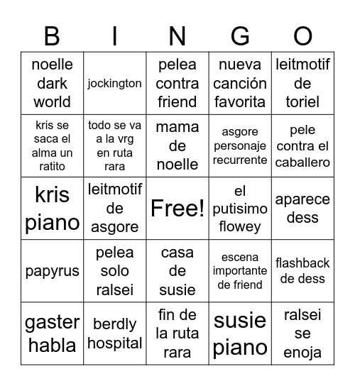 DELTARUNE CH5 Bingo Card