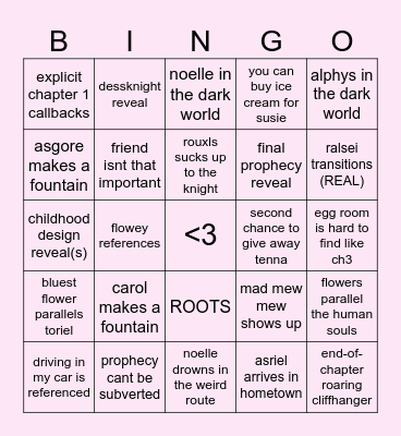 deltarune chapter 5 Bingo Card