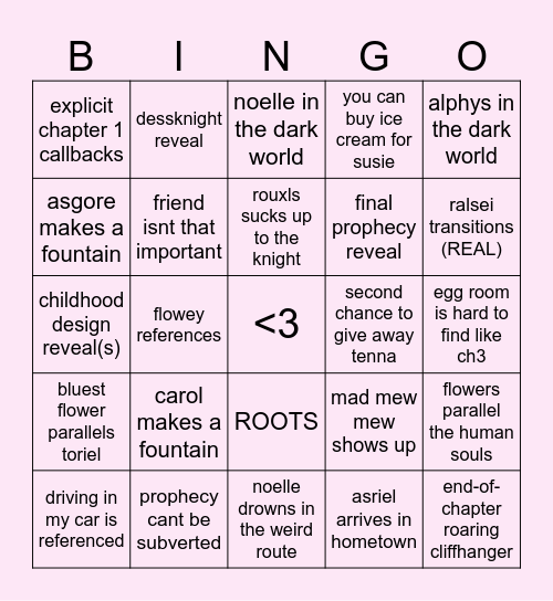 deltarune chapter 5 Bingo Card