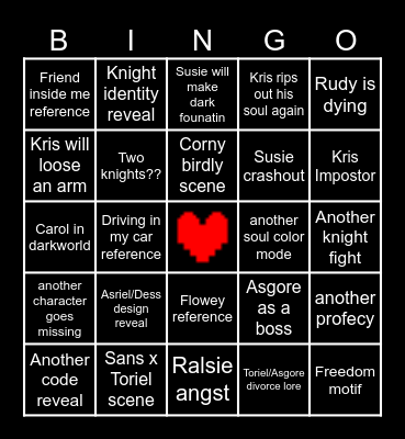 Deltarune Bingo card Bingo Card