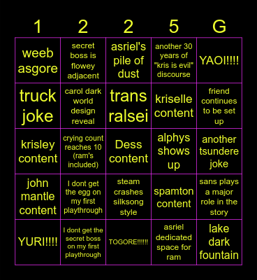 MY DELTARUNE Bingo Card