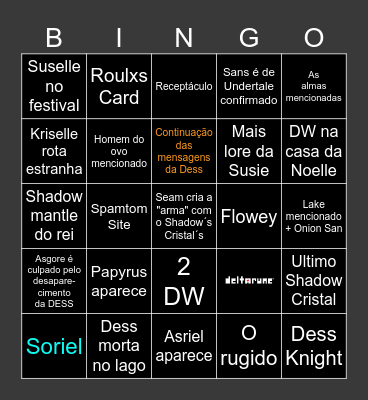 DELTARUNE chapter 5 PREDICT Bingo Card