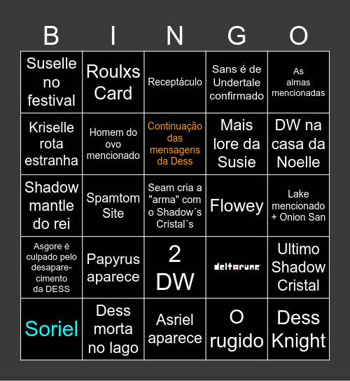 DELTARUNE chapter 5 PREDICT Bingo Card