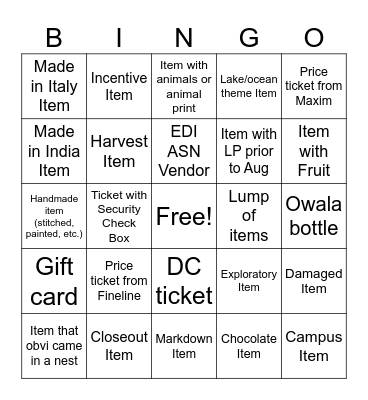 BE BINGO Card