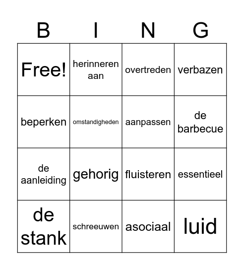 E-mail voor bewoners Bingo Card