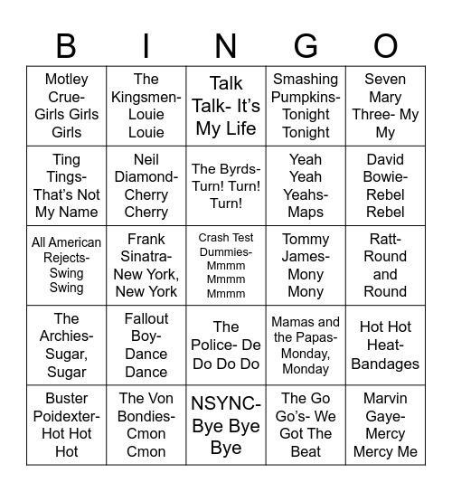 Radio Bingo Doubles Bingo Card