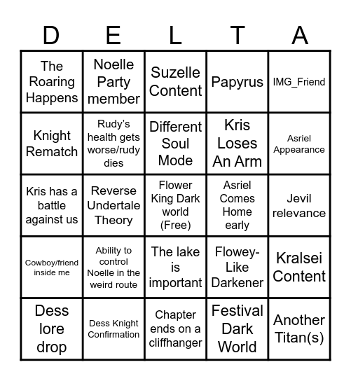 DELTARUNE CHAPTER 5 Bingo Card