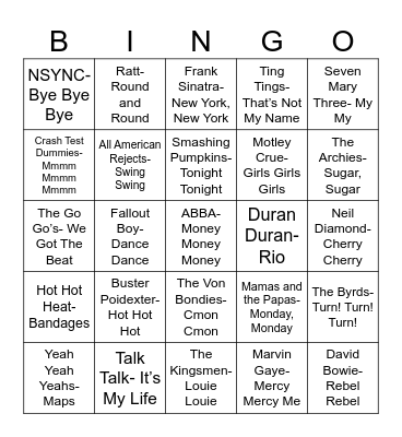 Radio Bingo Doubles Bingo Card
