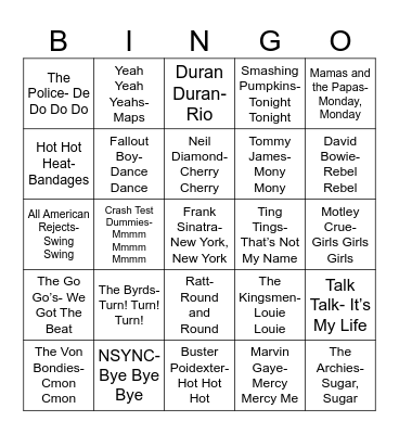 Radio Bingo Doubles Bingo Card