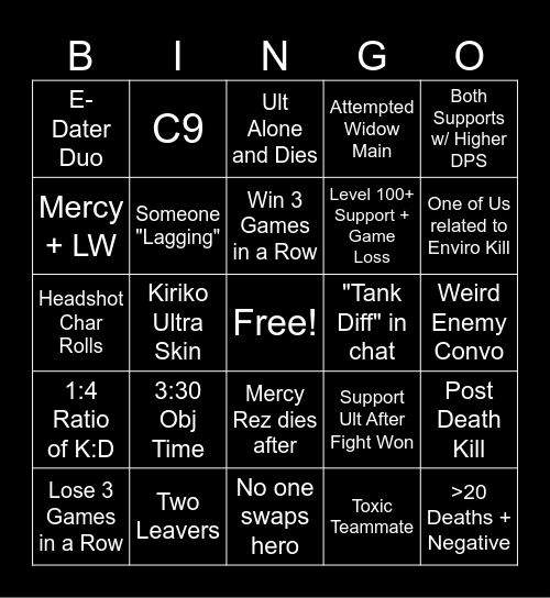 OW Bingo Card