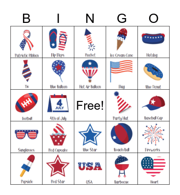 July 4th Bingo Card
