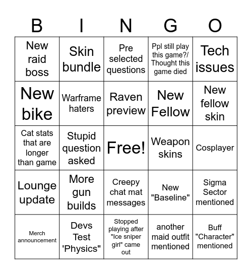 Second Anniversary Bingo Card