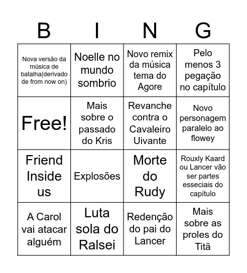 Previsões Radicais Bingo Card