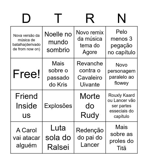 Previsões Radicais Bingo Card