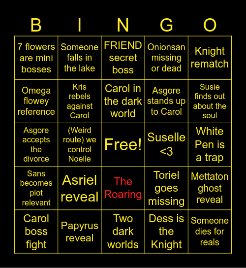 DELTARUNE CHAPTER 5 Bingo Card