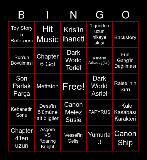 DELTARUNE Bingo Card
