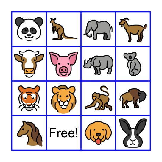 MAMMAL BINGO Card