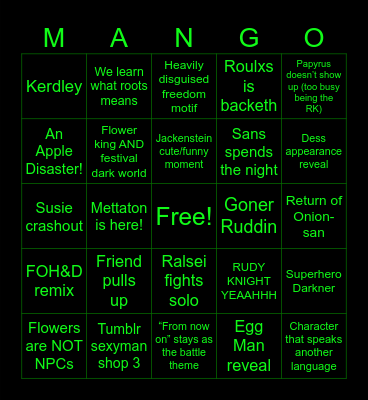 Mango’s Chapter 5 Bingo Card