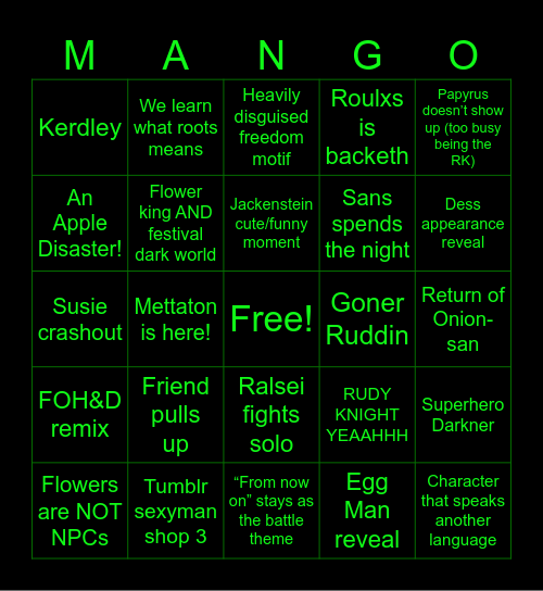 Mango’s Chapter 5 Bingo Card