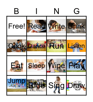 ACTION VERBS Bingo Card