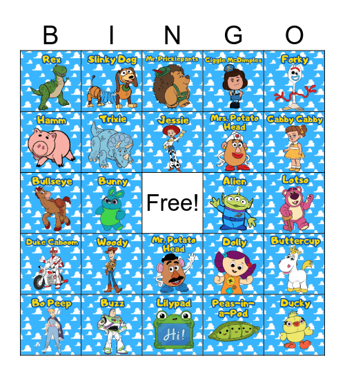 Toy Story Bingo Card
