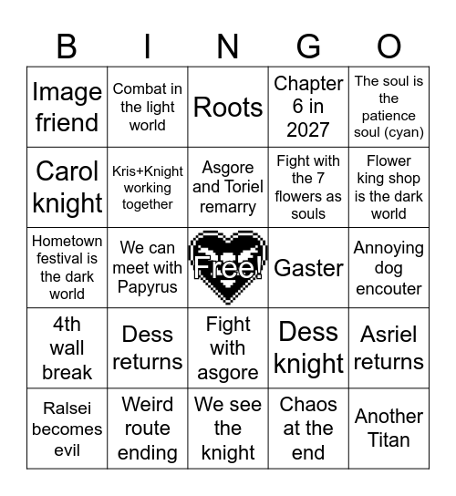 DELTARUNE Chapter 5 Bingo Card