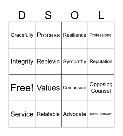 Any version of the word will work :) Bingo Card