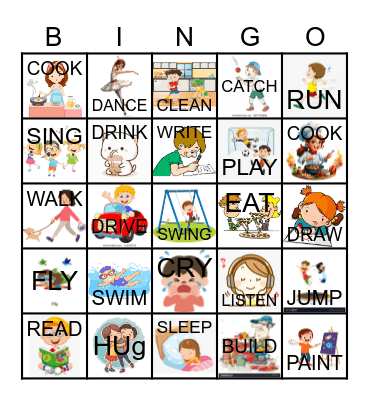Action verbs! Bingo Card