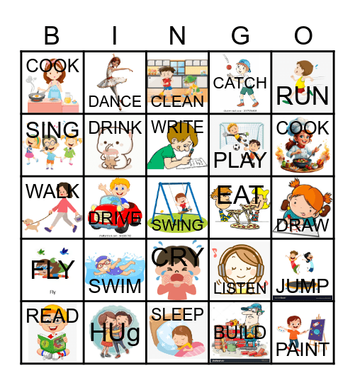 Action verbs! Bingo Card