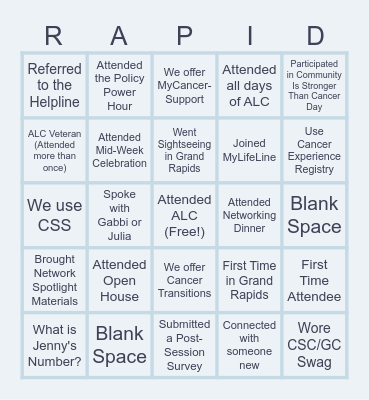 2026 Annual Leadership Conference Bingo Card