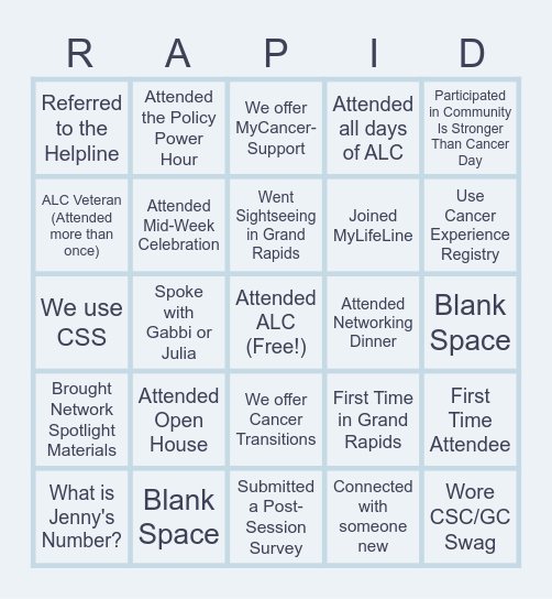 2026 Annual Leadership Conference Bingo Card