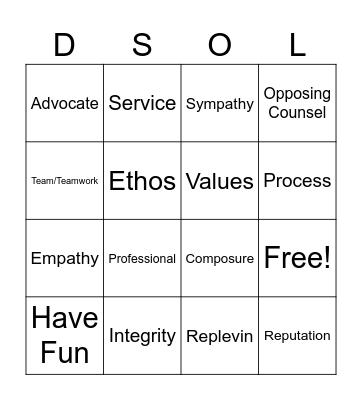 Any version of the word will work :) Bingo Card
