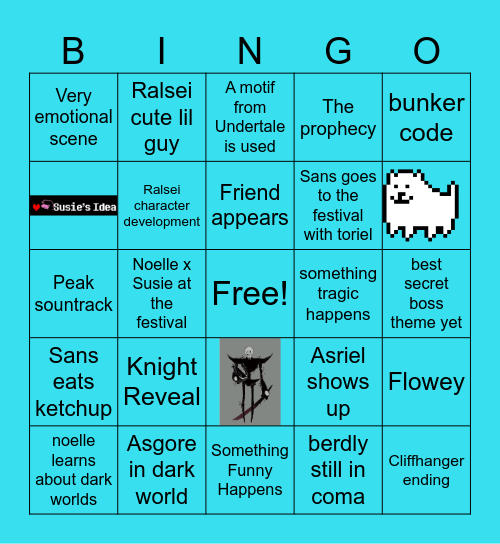 Deltarune Chapter 5 Bingo Card