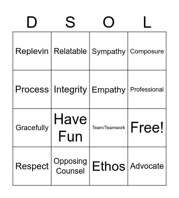 Any version of the word will work :) Bingo Card