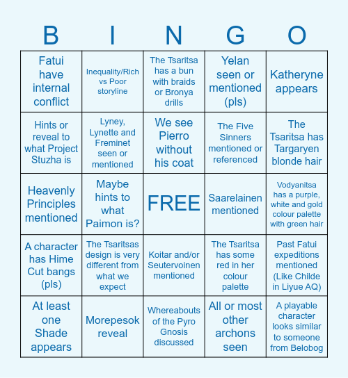 . Bingo Card