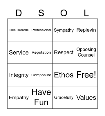 Any version of the word will work :) Bingo Card