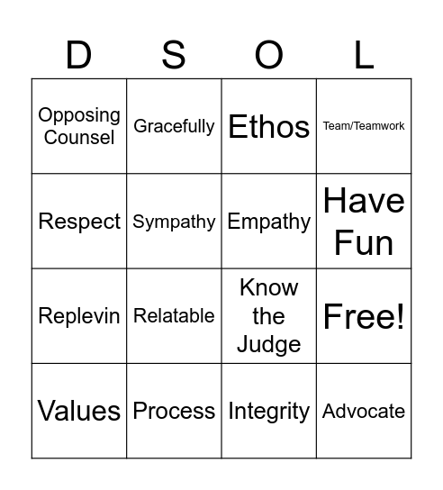 Any version of the word will work :) Bingo Card