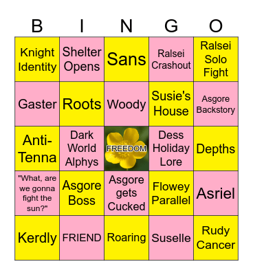 DELTARUNE Chapter 5 Predictions Bingo Card