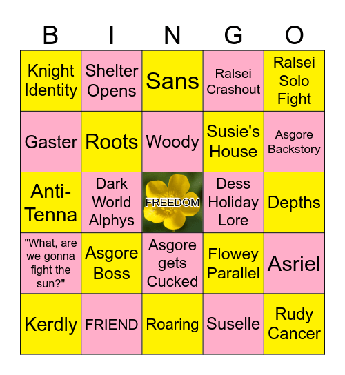 DELTARUNE Chapter 5 Predictions Bingo Card